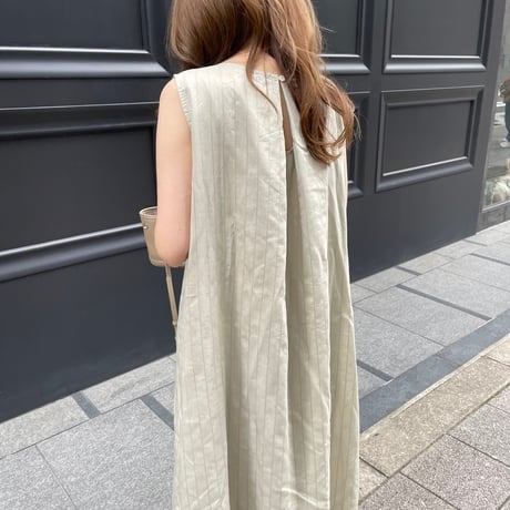 Stripe tuck onepiece(Beige)