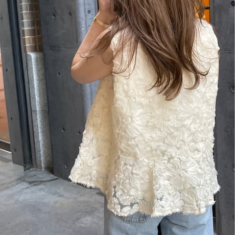【6月再販】Flower tulle lace tops