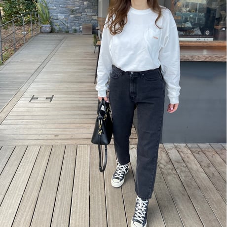 Heart pocket long t-shirts(White)