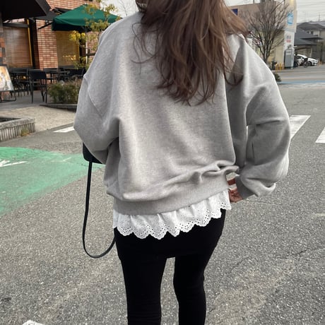 Layered lace sweat(Gray)