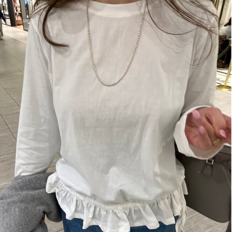 Frill gather cutsew(White)