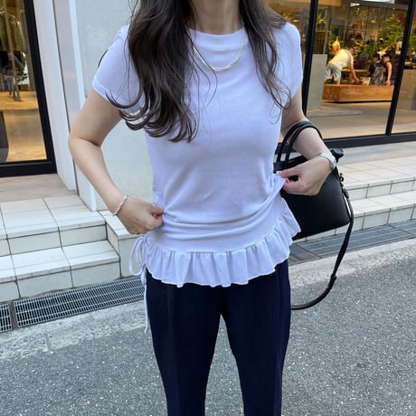 Frill rib tops(White)