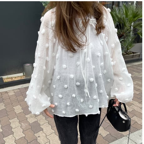 Sheer dot blouse(White)
