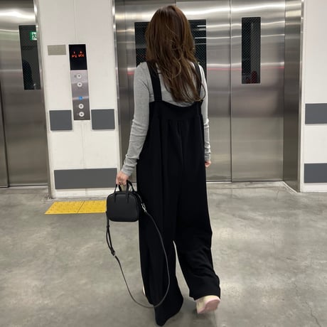 Wide pants salopetto(Black)