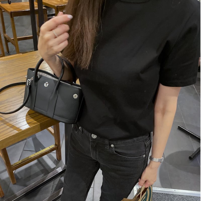 Leather mini tote bag(Black) | K