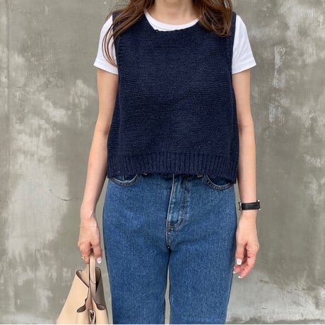 Back Ribbon Vest (Navy)