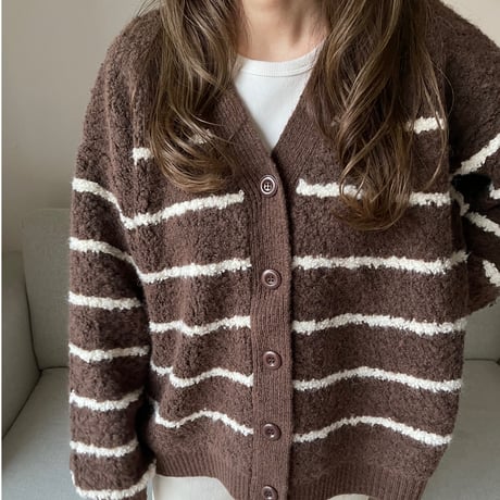 Boa wool boader cardigan(Brown)