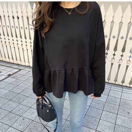 Teard flare sweat(Black)