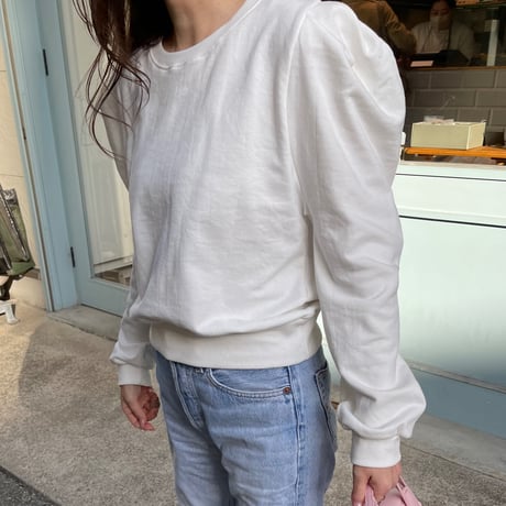 Puff sleeve sweatshirts(White)