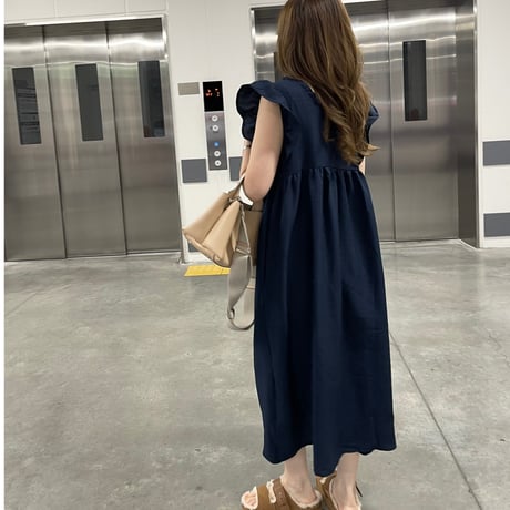 Sholder frill long onepiece