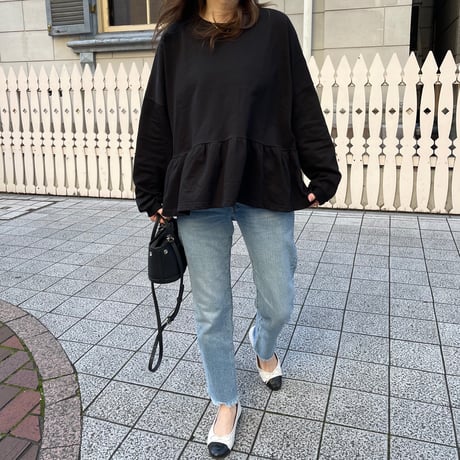 Teard flare sweat(Black)