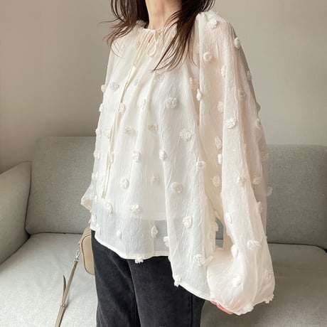 Sheer dot blouse(Ivory)