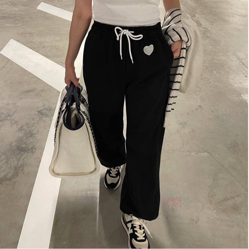 Heart sweat pants (Black) | K
