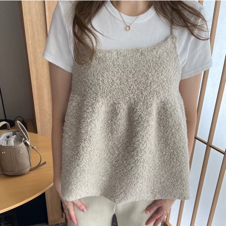 Bouclé knit camisole(Beige)