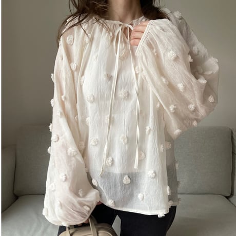 Sheer dot blouse(Ivory)
