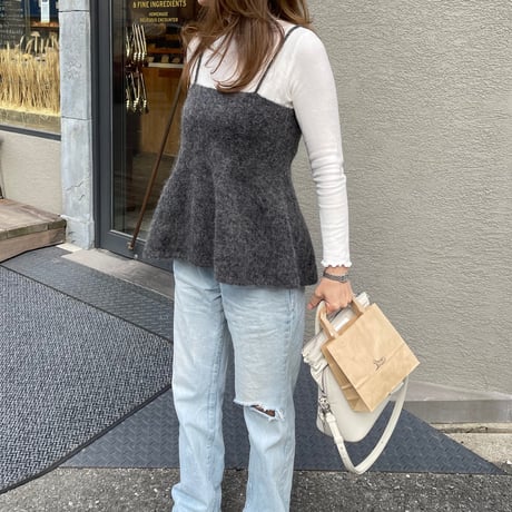 Wool knit camisole (charcoal gray)