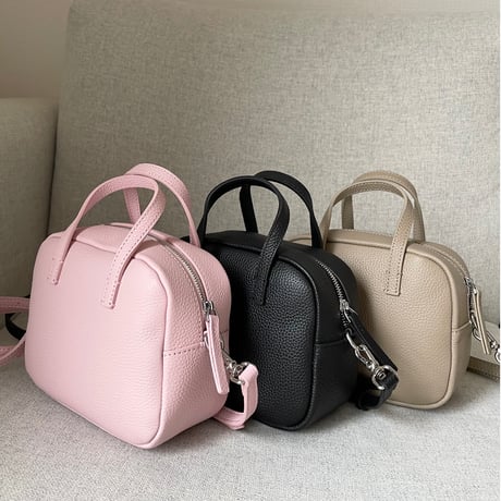 Leather mini square bag(Black)
