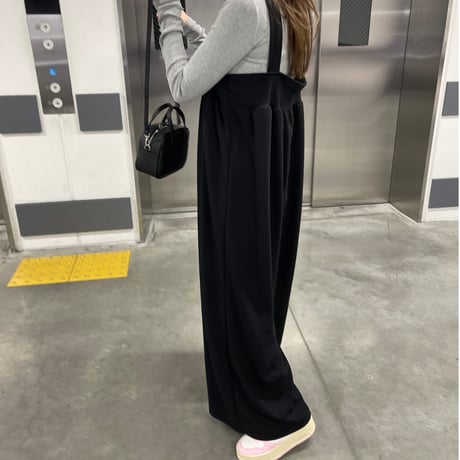 Wide pants salopetto(Black)