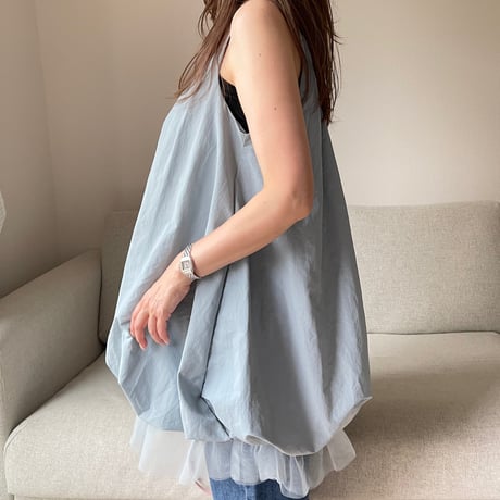 Balloon chiffon mini onepiece(Blue)