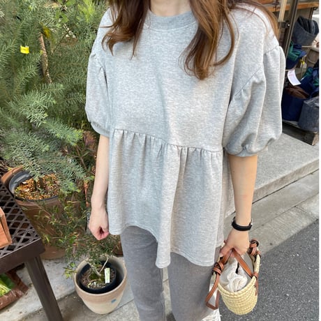 Balloon half sleeve pullover (Gray)