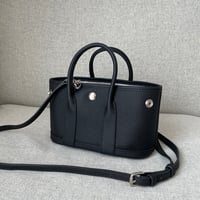 Leather mini tote bag(Black)