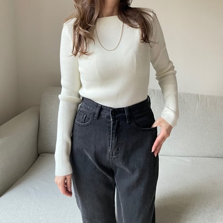 Boat neck rib knit(Ivory)
