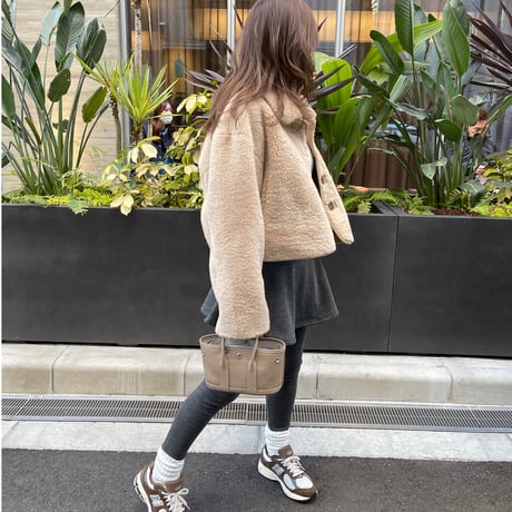 Boa cocoon sleeve jacket(Camel)