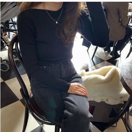 Boat neck rib knit(Black)