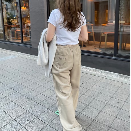 Heart sweat pants (Beige)
