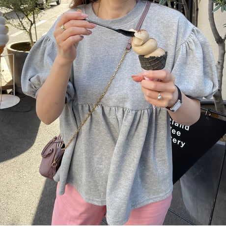 Balloon half sleeve pullover (Gray)