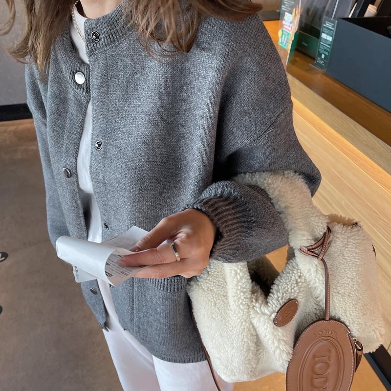 Double pocket cardigan (Gray) | K