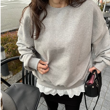 Layered lace sweat(Gray)