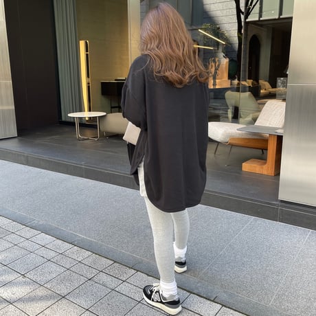 Sideslit long t-shirts(Black)