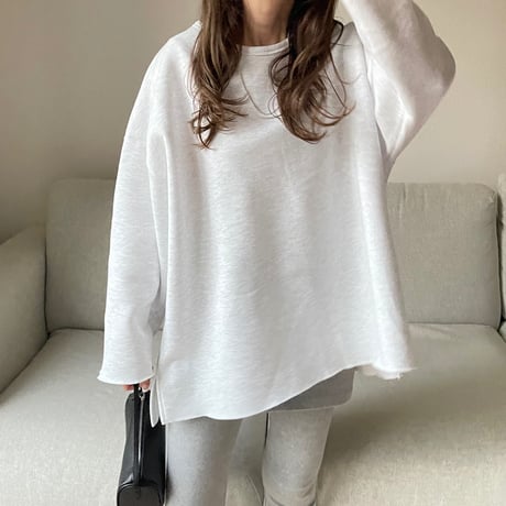 Side cut box pullover(Light gray)