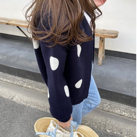 Dot cardigan(Navy)