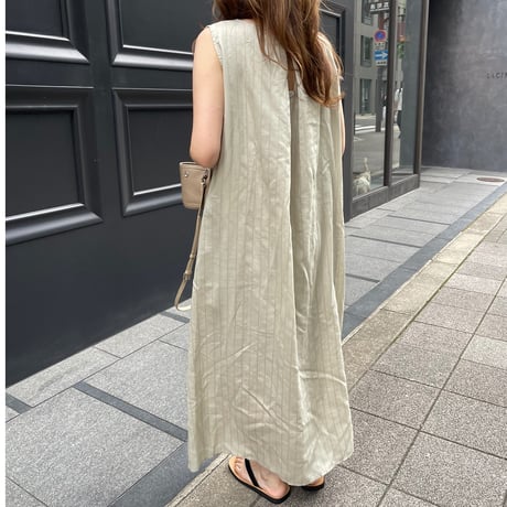 Stripe tuck onepiece(Beige)