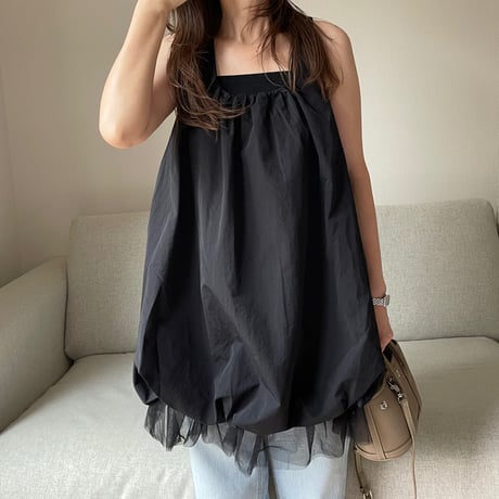 Balloon chiffon mini onepiece(Black)