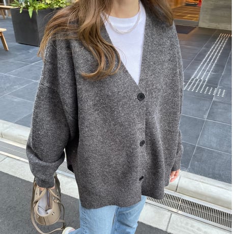 Side slit over cardigan(Charcoal gray)