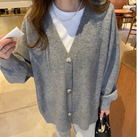 Side slit over cardigan(Gray)