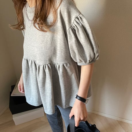 Balloon half sleeve pullover (Gray)