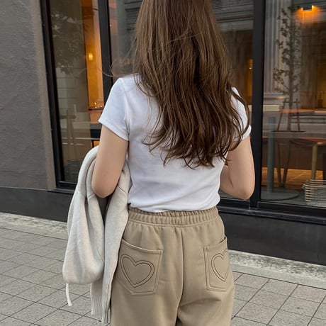 Heart sweat pants (Beige)
