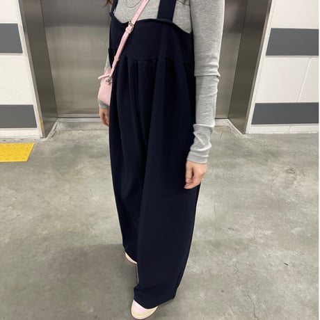Wide pants salopetto(Navy)