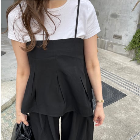 Flare camisole setup(Black)