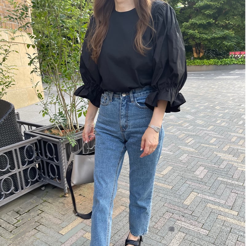 liten／Candy blouse/キャンディブラウス/ブラック/美品 キャンディースリーブ小花柄チュニックブラウス - ベルーナ【公式】