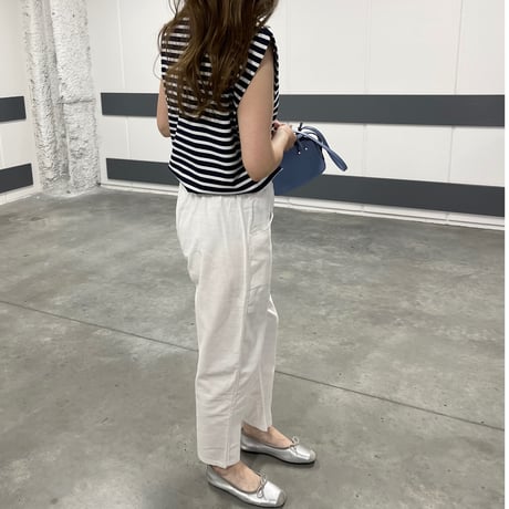 Linen taperd pants(White)