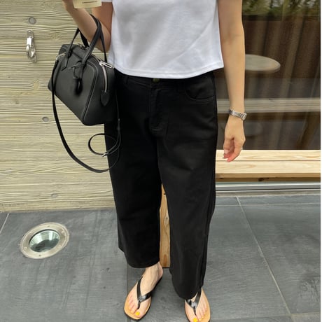 Cotton stretch ankle pants(Black)