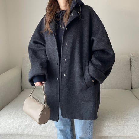 【Hand made】Wool100% Over coat(Black)