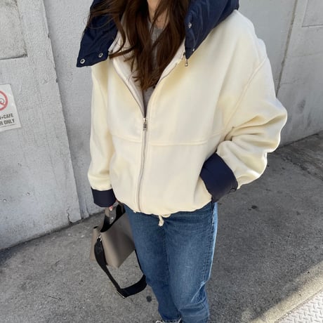 2way wool short coat (Ivory)