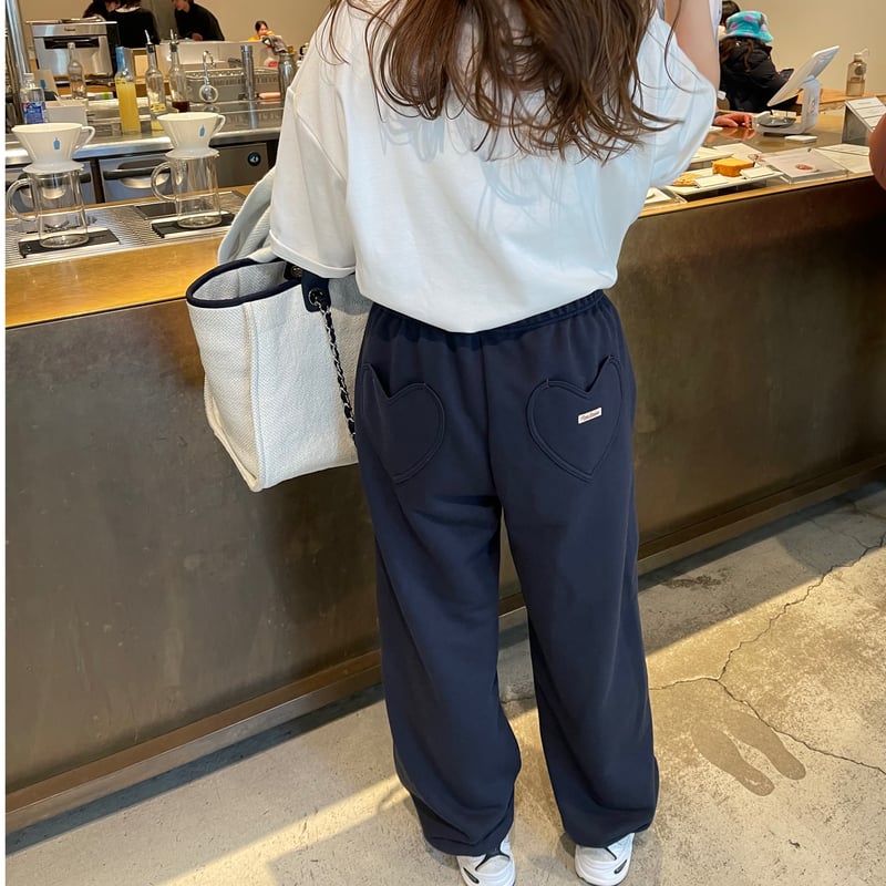 Heart pocket sweat pants(Navy) | K