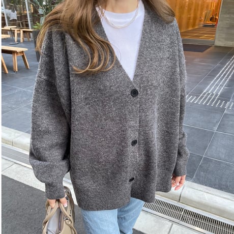 Side slit over cardigan(Charcoal gray)